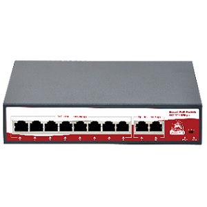 Коммутатор Sarmatt SR-PS0820FBL (10 портов, 8 POE 120Вт, Vlan до 250м, 2 Uplink 100 Мбит/с, встр БП)