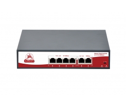 Коммутатор Sarmatt SR-PS0420FBL (6 портов, 4 POE, 72Вт, Vlan до 250м, 2 Uplink 100Мбит/с, встр. БП)